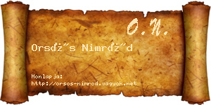 Orsós Nimród névjegykártya
