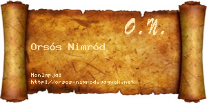 Orsós Nimród névjegykártya